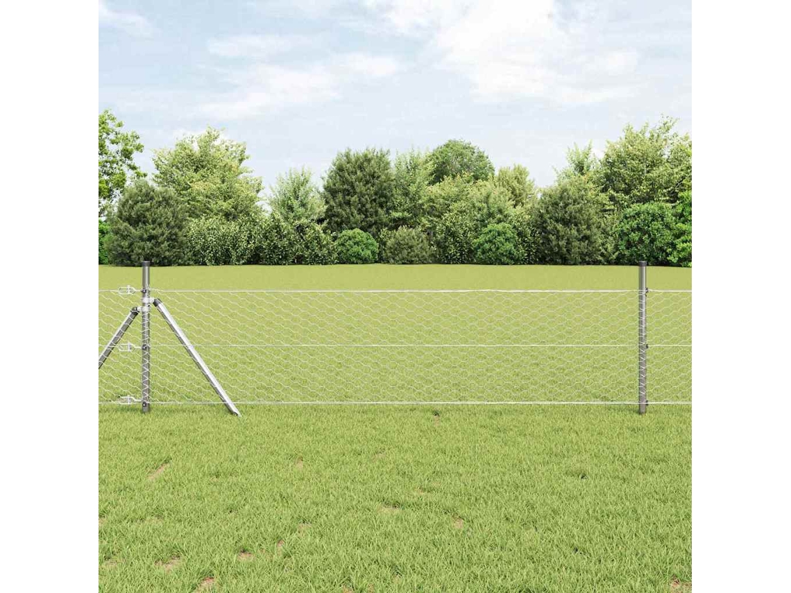 Vidaxl Cerca Hexagonal 0,4 X 100 M Aço Galvanizado Prateado