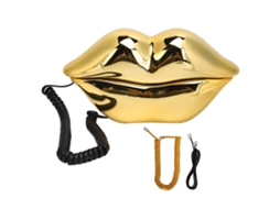 Aetheria telefone de Forma de Lábio Dourado Eletroplatado com Linha Telefônica para Casa Escritório Hotel