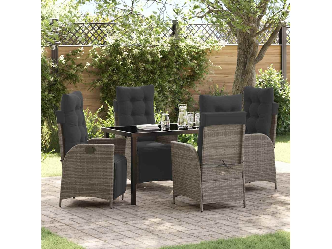 Vidaxl Conjunto De Jantar Para Jardim 5 Unid. Cinzeto Vime Pe