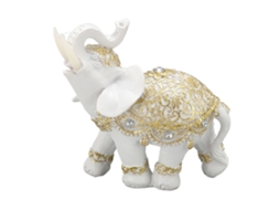 Estátua Decorativa de Elefante de Resina Branca para Casa