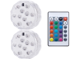 Conjunto 2 Luzes Submersíveis Led Controle Rgb GOKOCO
