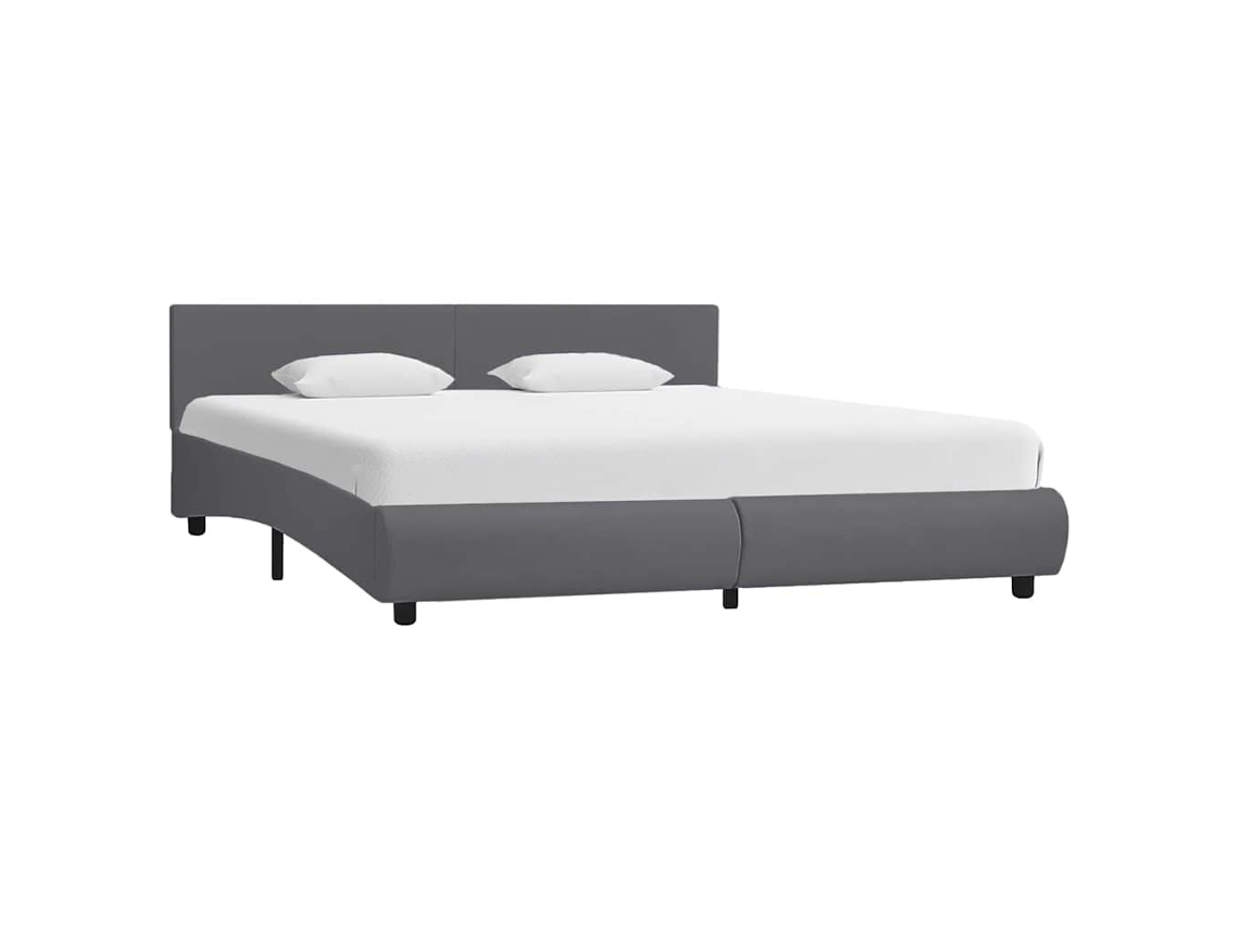 Vidaxl Estrutura De Cama C/ Led 180x200 Cm Couro Artificial Cinzento