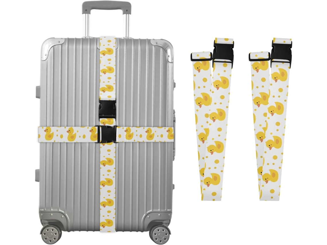 Conjunto De 2 Cintas Bagagem Personalizáveis Com Fivelas Para Malas Design Pato Amarelo