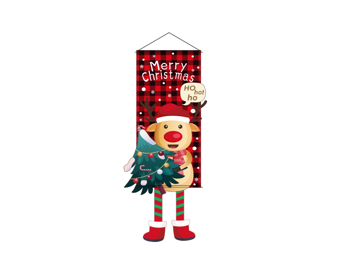 Lurelia Cenário Natalício 110x40cm Festa Natal Estilo Alce Banner Pendurado