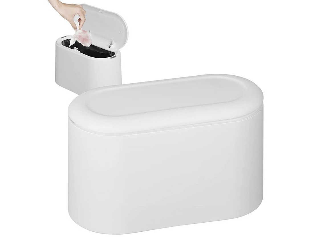 Lixeira de Mesa Nova Line com Tampa, Pequena, Para Cozinha, Banheiro, Escritório, Carro, Sem Cheiro