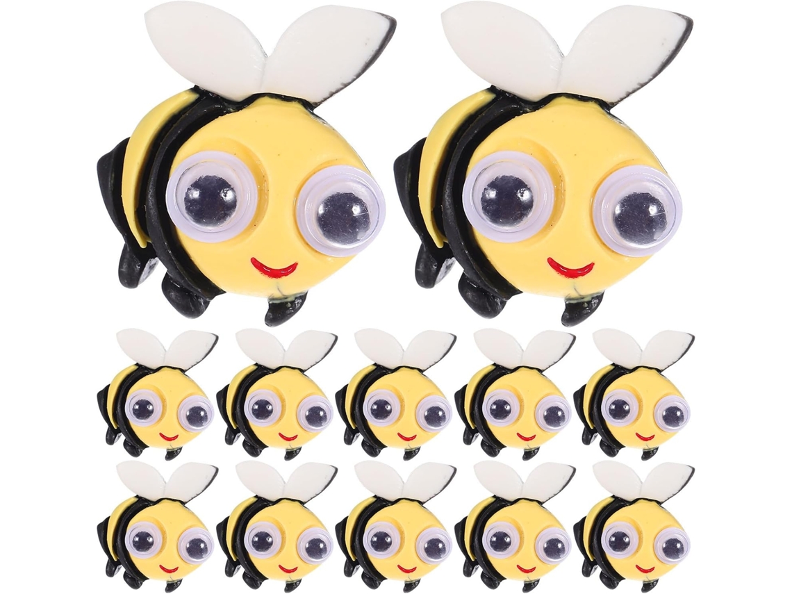 Conjunto de 20 tachininhas multifuncionais em formato abelha, feitas em resina e com elo metálico, ideais para pinturas.