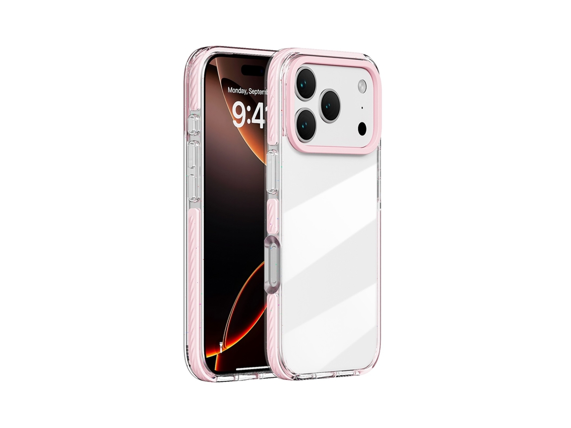 Capa Para Iphone 17 Pro Max Híbrido Transparente Anti-choque Rosa Czhhmart