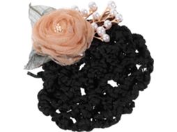 Acessório de cabelo com flor em tecido metálico, elegante rede para cabelo feminino.