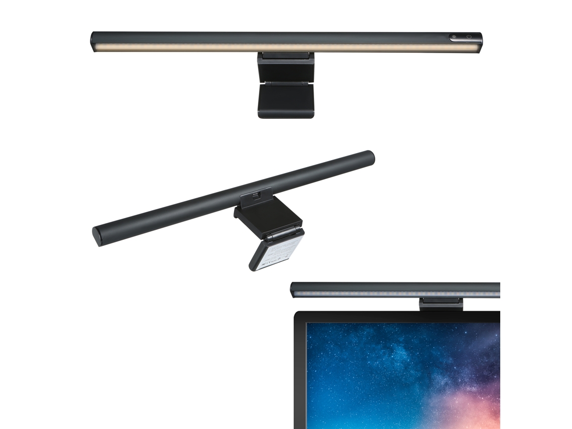 2026 luz Colgante para Monitor Led com Porta Usb c, 3 Temperaturas de Cor, Brilho Ajustável e Função de Memória, Portátil para Estudo, Café e Lar