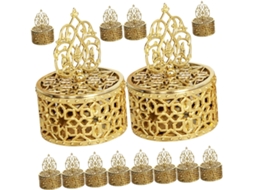 Conjunto De 12 Caixas Plástico Douradas Para Doces, Com Design Vazado De Pagode, Ideais Para Lembrancinhas De Casamento