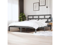 Vidaxl Estrutura De Cama 200x200 Cm Pinho Maciço Cinzento