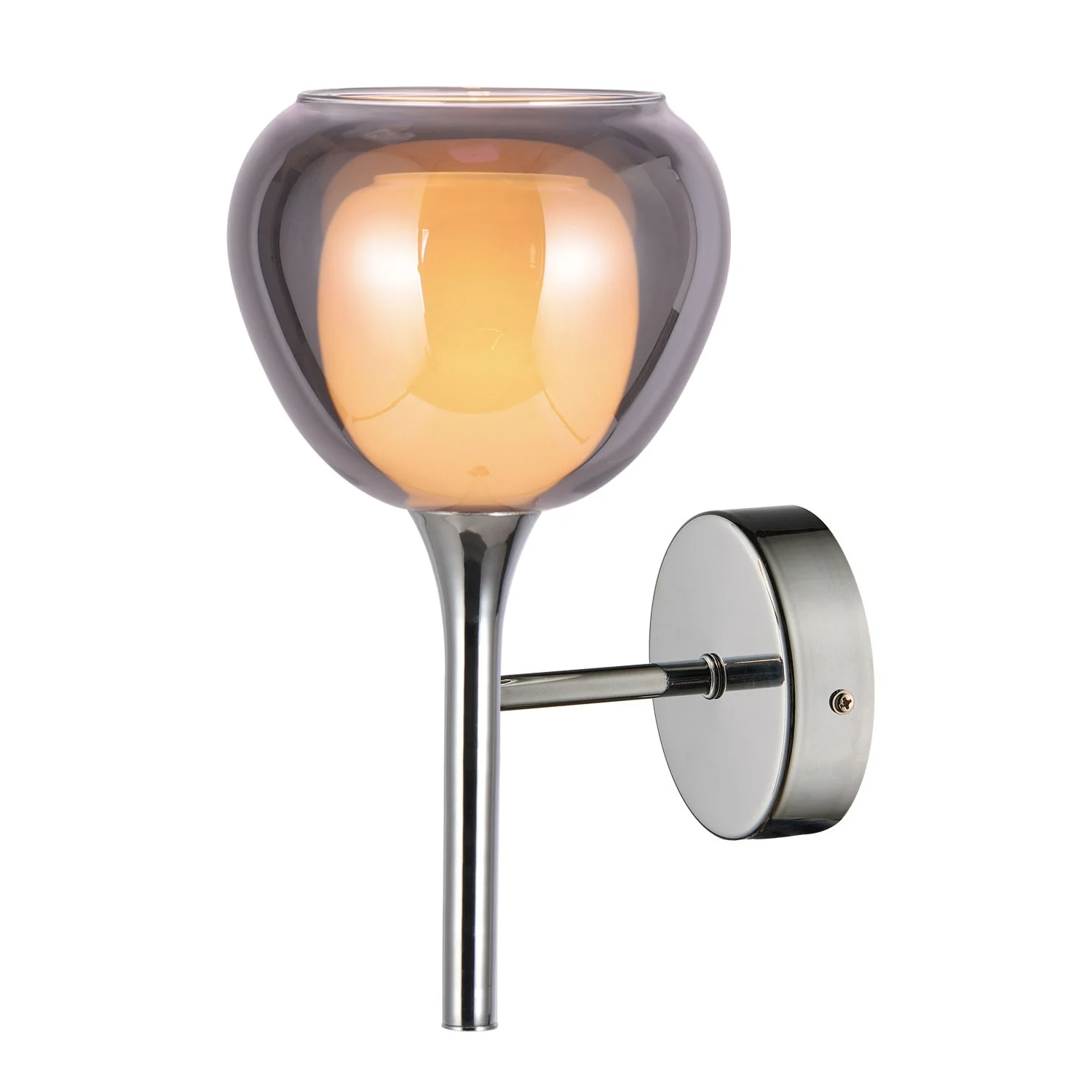 Aplique LÚZETE de Parede 1 Luz Vidro Exterior Fumado Interior Branco Nolina