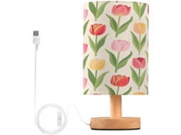 Abajur De Cabeceira Tulipa Para Quarto, Com Portas De Carregaje USB C, Luminária De Mesa Cabeceira, Luminária De