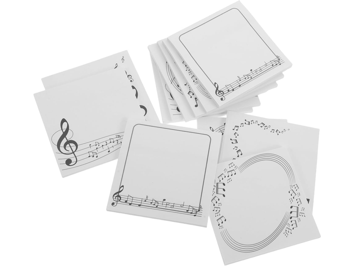 Lote De 12 Blocos De Notas Musicais Autocolantes - Pequeno Bloco De De 7,6 X Cm Com Motivo De Música - Ideal
