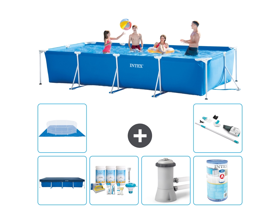 Intex Piscina Com Estrutura Retangular - 450x220x84 Cm - 7-peças S30308