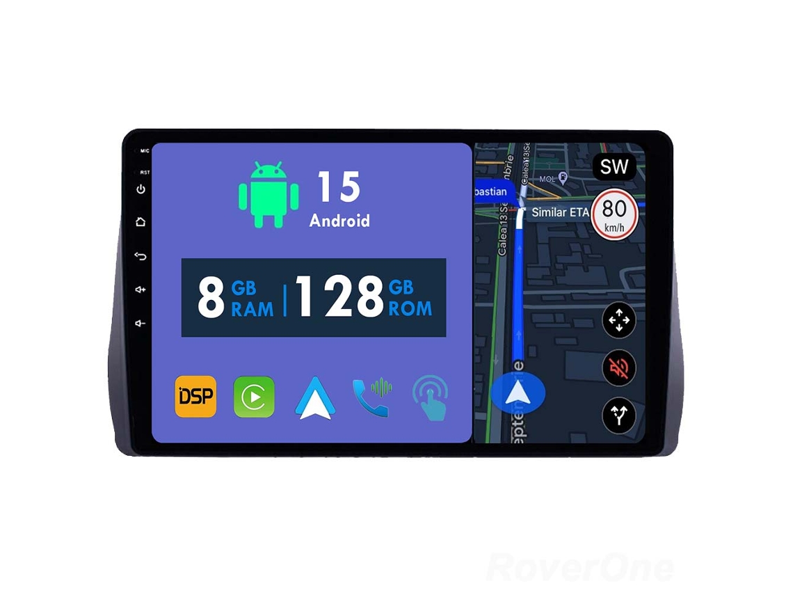 Auto Rádio Carro Bluetooth Autoradio 8GB RAM 128G ROM CarPlay Navegação GPS Ecrã Táctil RoverOne para Toyota Wish 2 II XE20 2009-2017  