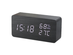 Relógio Digital em Madeira Led com Display de Temperatura e Humidade NEVEANCE