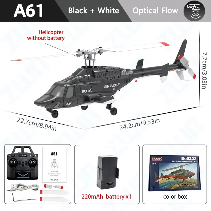 (preto) Helicóptero De Controle Remoto, 2.4g, Giroscópio De 6 Eixos, 4 Canais, Função De Manter Altitude.