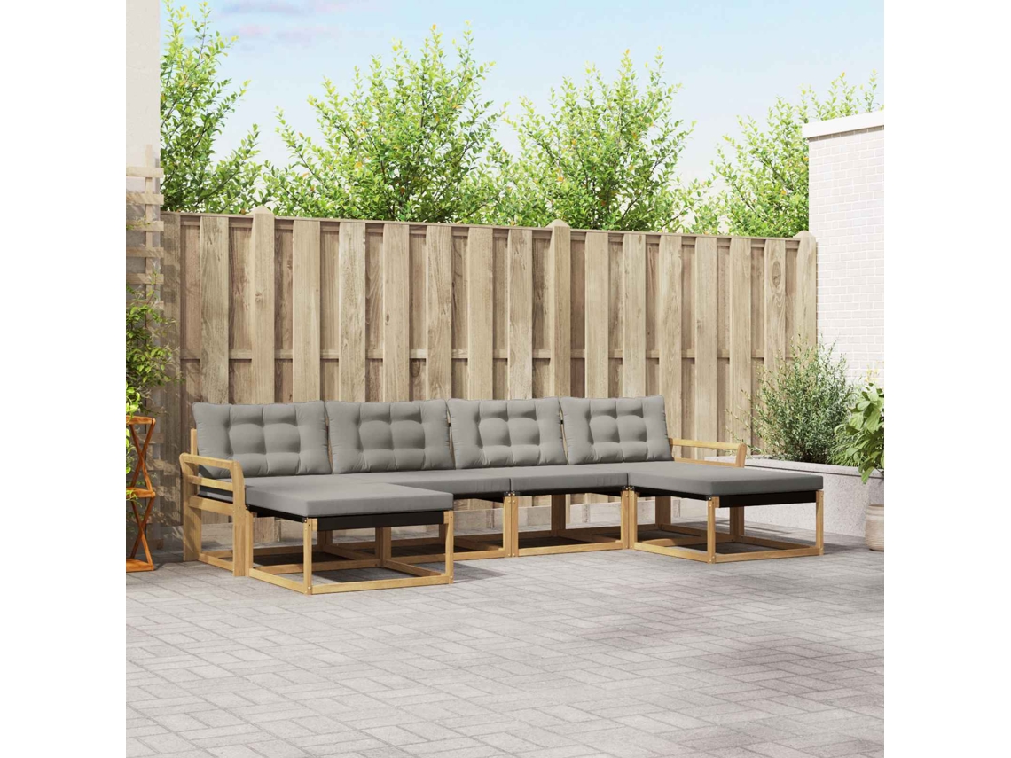 Vidaxl Conjunto De Sofás Para Exterior 6 Unid. Branco E Cinzento-claro