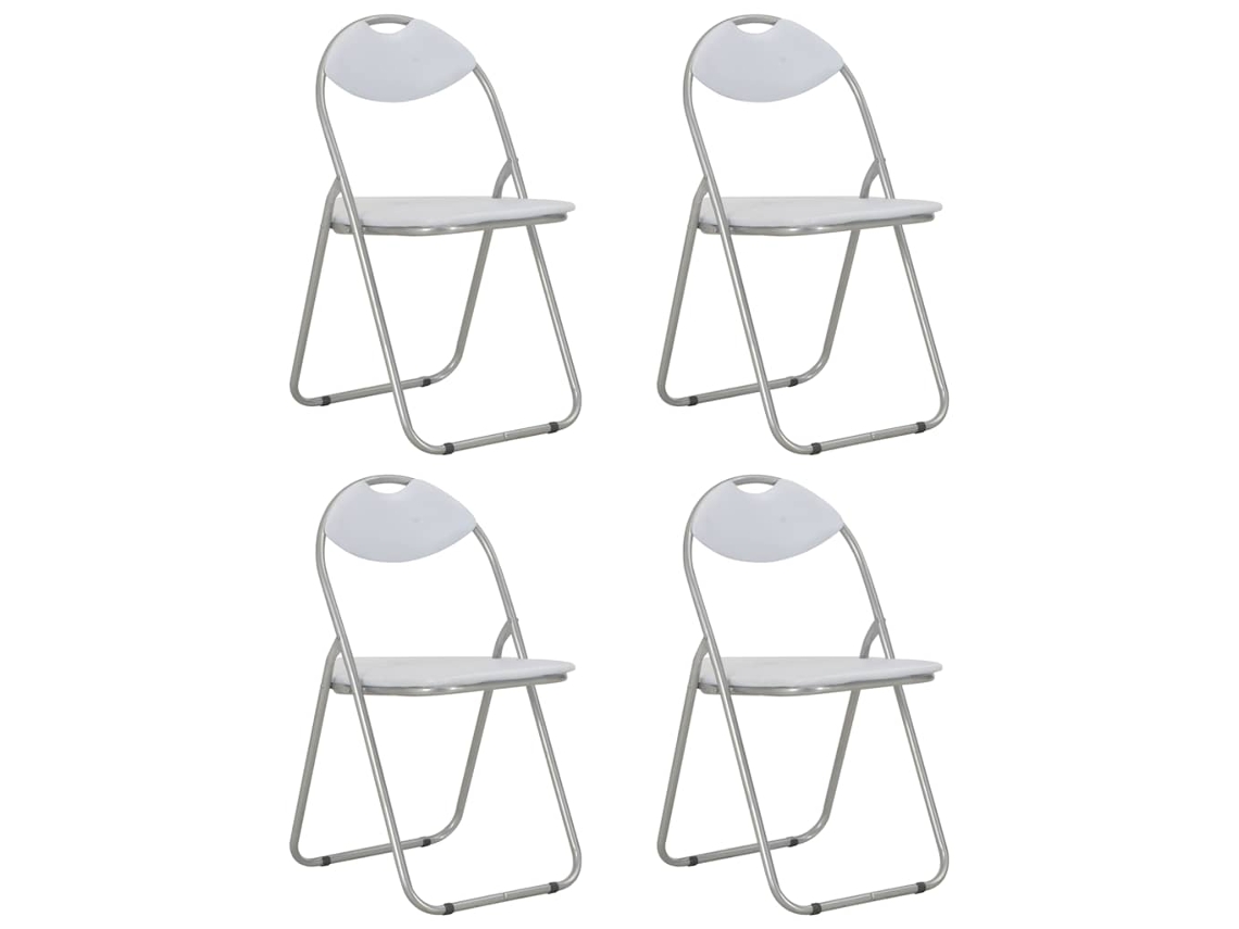 Vidaxl Cadeiras De Jantar Dobráveis 4 Pcs Couro Artificial Branco