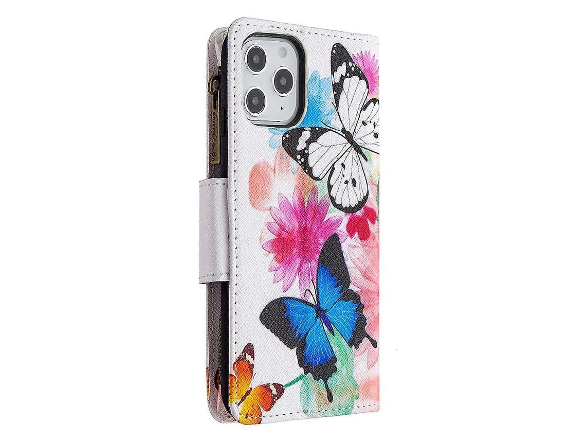 Capa De Couro Tipo Carteira Com Zíper E Estampa Bf03 Para Iphone 12 Pro Max De 6,7 Polegadas