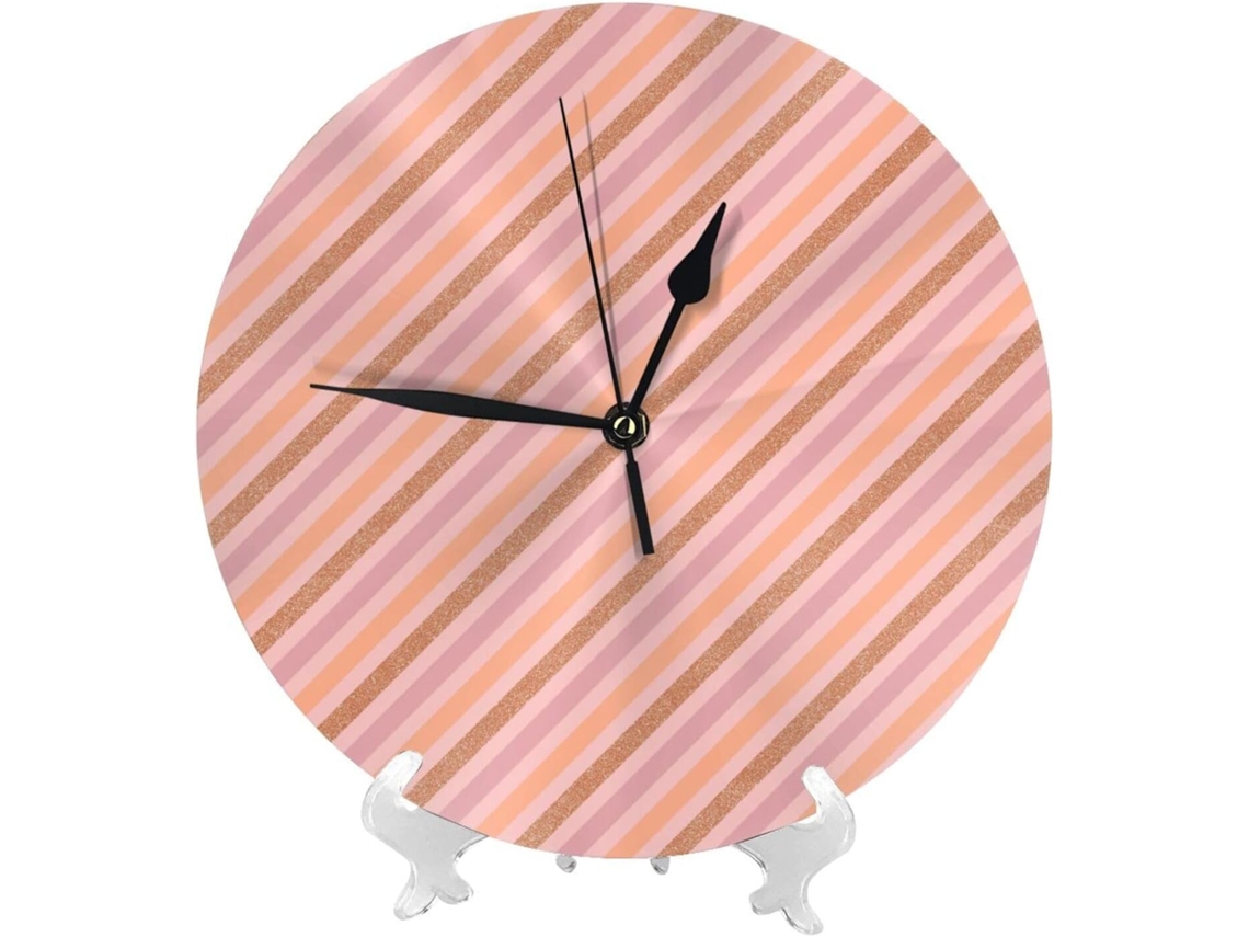 Relógio De Parede A Bateria, 25cm 10 Polegadas, Design Retrô Com Listras Diagonais, Um Relógio De Parede Pequeno