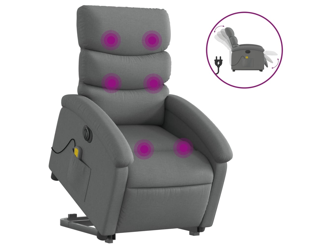 Electric Stand Up Massage Recliner Chair, Electric Stand Up Massage Recliner Chairs Vidaxl Cinzeto Tecido