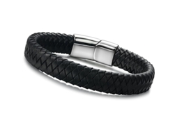 Pulseiras de couro trançado para homens, com fivela magnética, moda, tamanhos 7.5 e 8.5 polegadas S/MARCA
