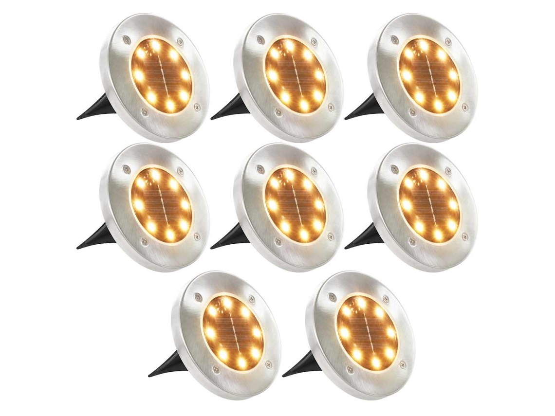 Vidaxl Iluminação Led Solar De Solo 8 Pcs Branco Quente