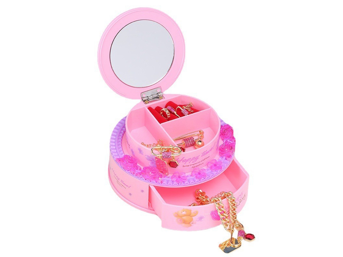 Caixa De Jóias Musical Decorativa Bolo Aniversário Rosa