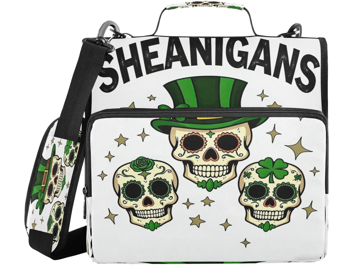 Bolsa organizadora portátil para o Dia de São Patrício com 3 argolas, grande capacidade, ideal para viagens e para casa.