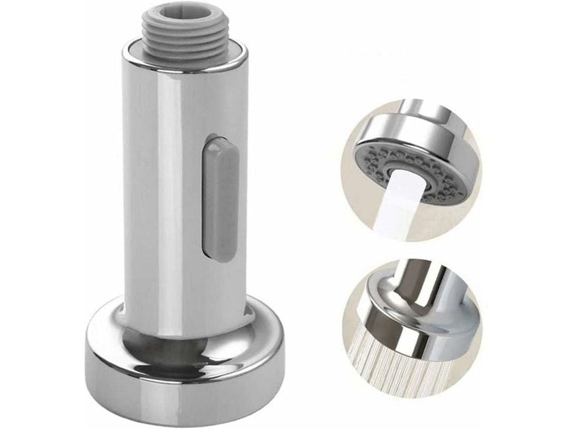 Torneira Misturadora De Cozinha, Push Down Pro Head Com 2 Jatos De Função, Misturador Universal Para Chuveiro Prateado
