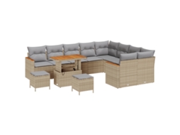 Conjunto 12 Conjunto De Sofá De Jardim Vidaxl Bege Vime Pe (289 X 234 X 85 Cm)