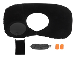 Lurelia Almofada Auricular, Ergonómica, Pvc, Insuflável, 12v Carro, Apoio, Bolsa Transporte, Infantil, Dormir Lateral, Preto