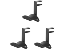 Conjunto De 3 Suportes Para Fones Ouvido Com Gancho Inteligente Uso Embaixo Da Mesa E Extremidade Curva, Preto B