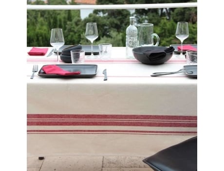 Toalha De Mesa Sud Etoffe Ameixa Lavado Rústico Algodão Multicor (170x170cm)