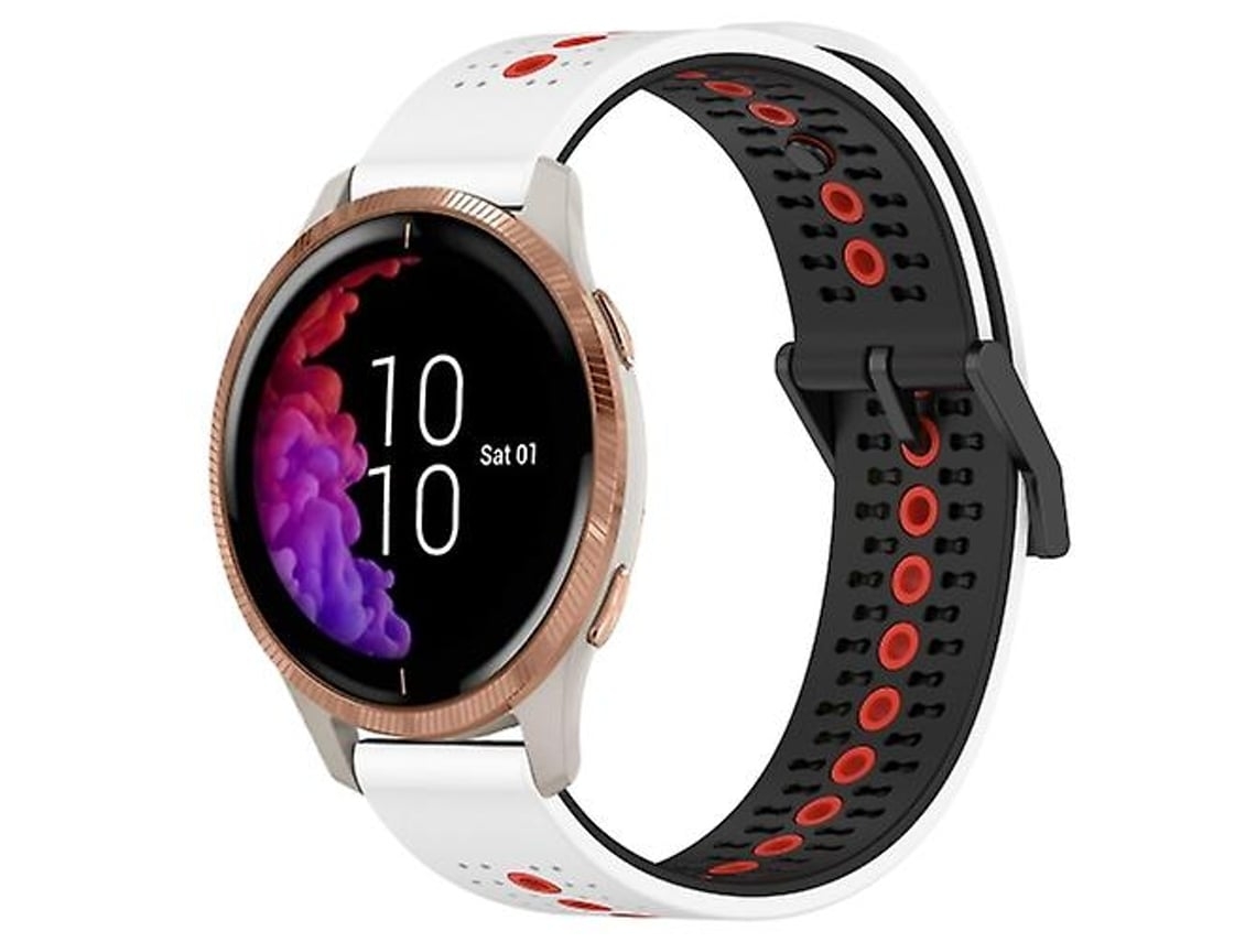 Pulseira Garmin Venu De 20 Mm, Silicone Respirável Tricolor, Branca, Preta E Vermelha., Acabamento Moderno