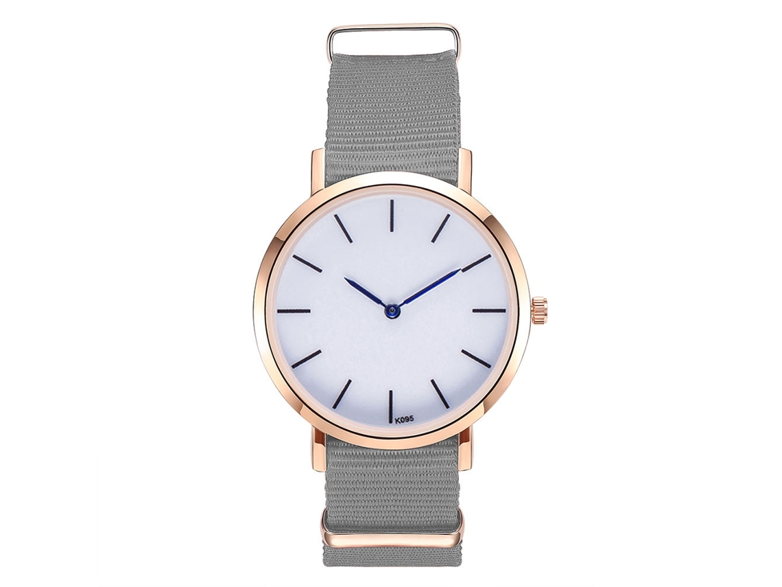 Reloj De Cuarzo Unisex Con Correa De Nailon Color Gris Dial Sólido Puntero Azul Zhoulianfa