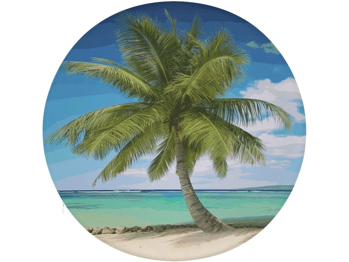 Almofada Redonda Para Assento De Praia, Com Estampa De Palmeira, Antiderrapante, Removível, Para Cadeira, Banqueta, Sofá
