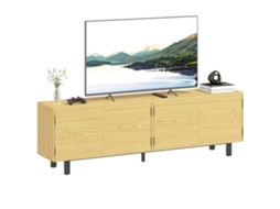 Móvel Tv 180cm, Para 82'' Com 4 Portas Abertura Por Pressão, 180x35x55,5cm, Madeira Natural.