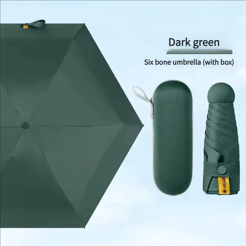 (verde 6k) Mini Porta De Compressão, Cápsula De Proteção Uv, Guarda-chuva Portátil Manual
