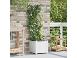 Vidaxl Vaso De Jardim Branco 40 X 40 X 142 Cm Pp