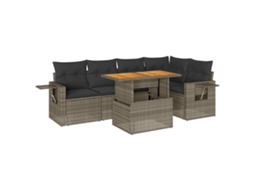 Conjunto de 6 Sofás de Jardim com Almofadões Vime Cinzento MAISON EXCLUSIVE (80x200 cm)