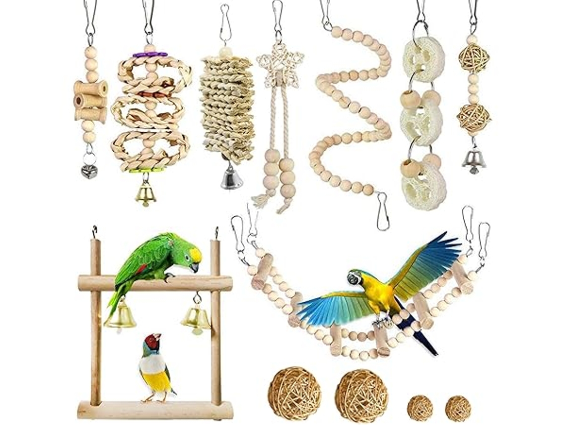 Conjunto De 5 Brinquedos Para Aves, Roer, Adequados Papagaios, Periquitos-de-cauda-longa E Pequenos Papagaios-de-crista, Ideal Para Crianças