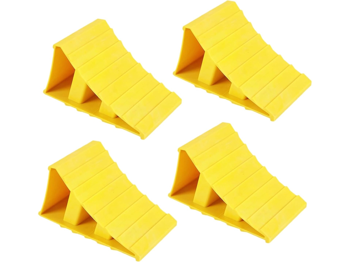 Conjunto de 4 calços de roda para carro, 20 × 12 × 11 cm, calços para reboque, calços de plástico para móveis, calços de freio, batentes de roda, trava de came