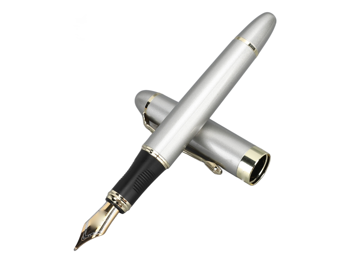 Caneta Estilográfica 0.5mm Metal Ergonômica Caneta para Assinaturas de Negócios Prata Champanhe