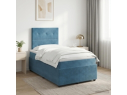 Vidaxl Cama Box Spring Com Colchão Azul 120 X 190 Cm Veludo