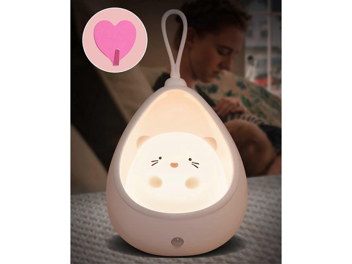 Abajur Infantil De Gato, Com Sensor, Recarregável E Com Gancho, Para Crianças