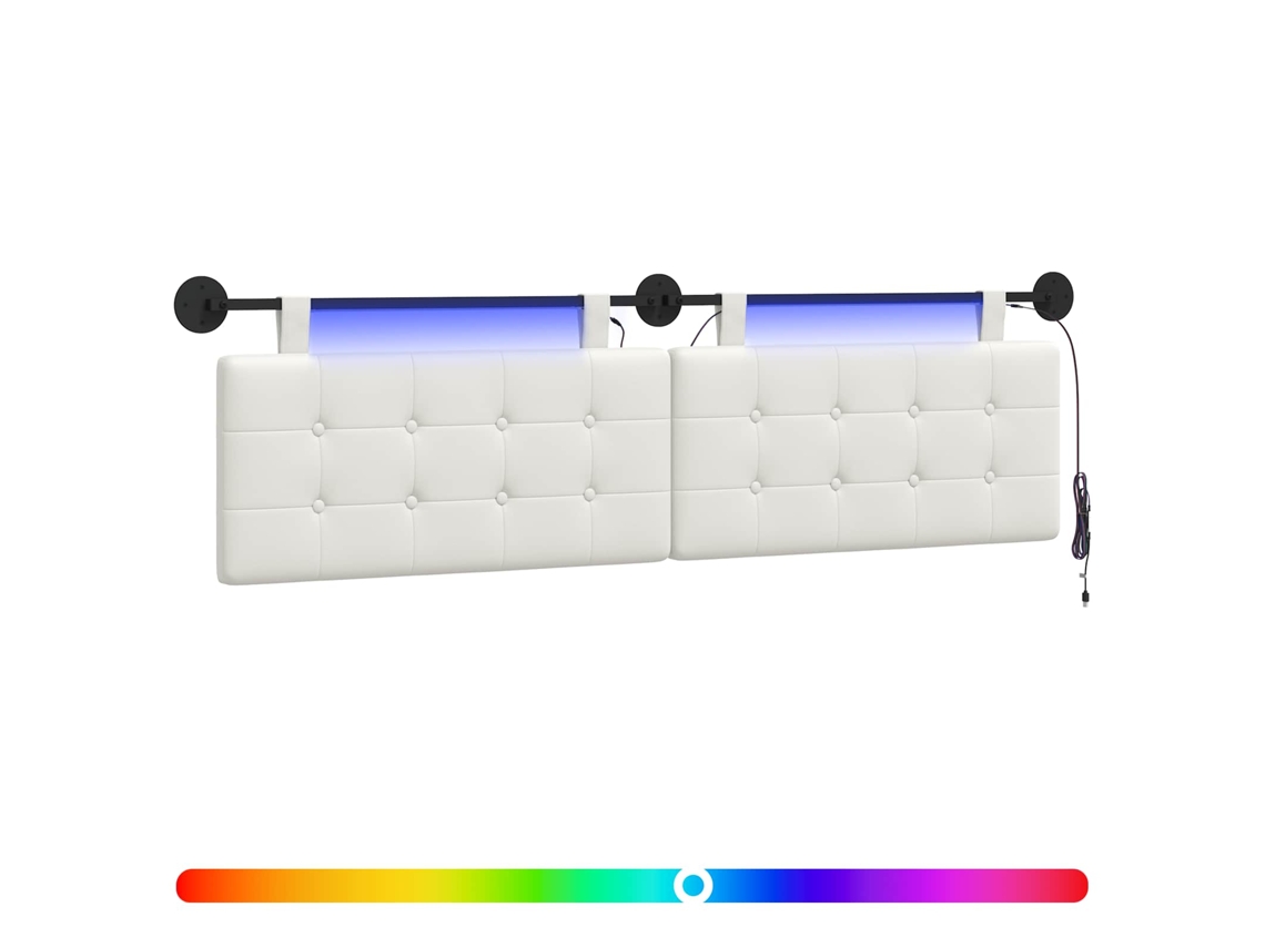Conjunto 1 Cabeceira Suspensa Vidaxl Branco Couro Sintético (190 X 55 X 5 Cm)
