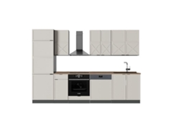 Cozinha Fame Line, 300cm, Pt Carvalho, Cinzabeige/antracite, Antracite, Vicco